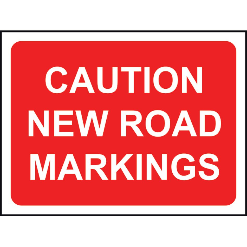 1050 x 750mm  Temporary Sign & Frame - Caution New road markings