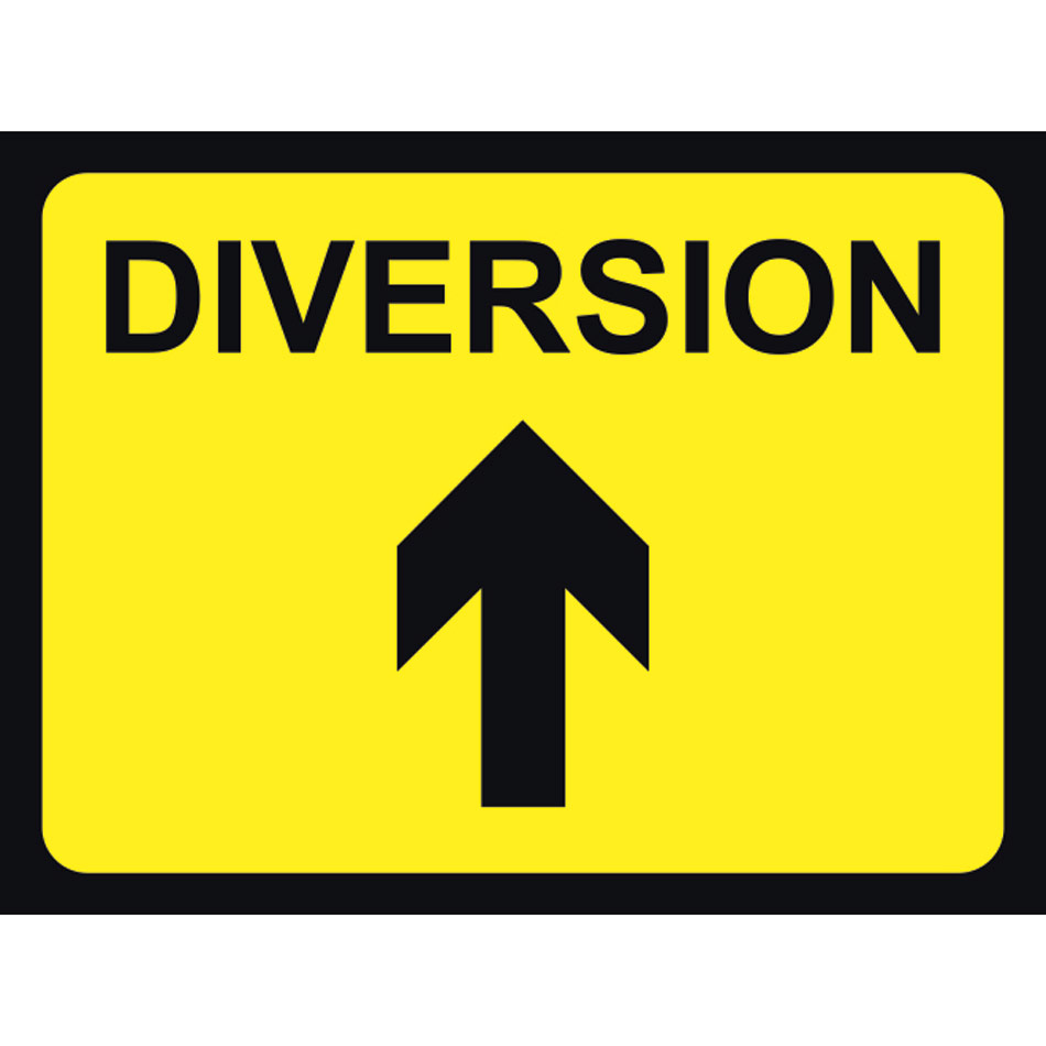 600 x 450mm  Temporary Sign & Frame - Diversion (arrow up)