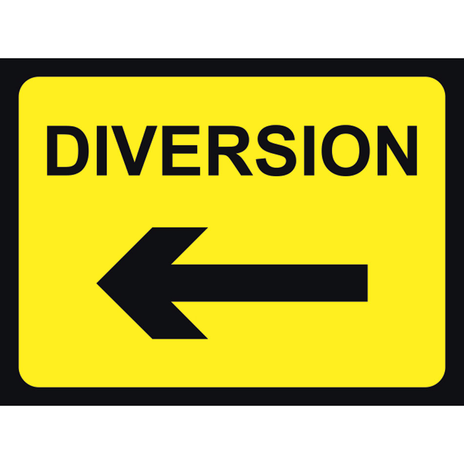 600 x 450mm  Temporary Sign & Frame - Diversion (arrow left)