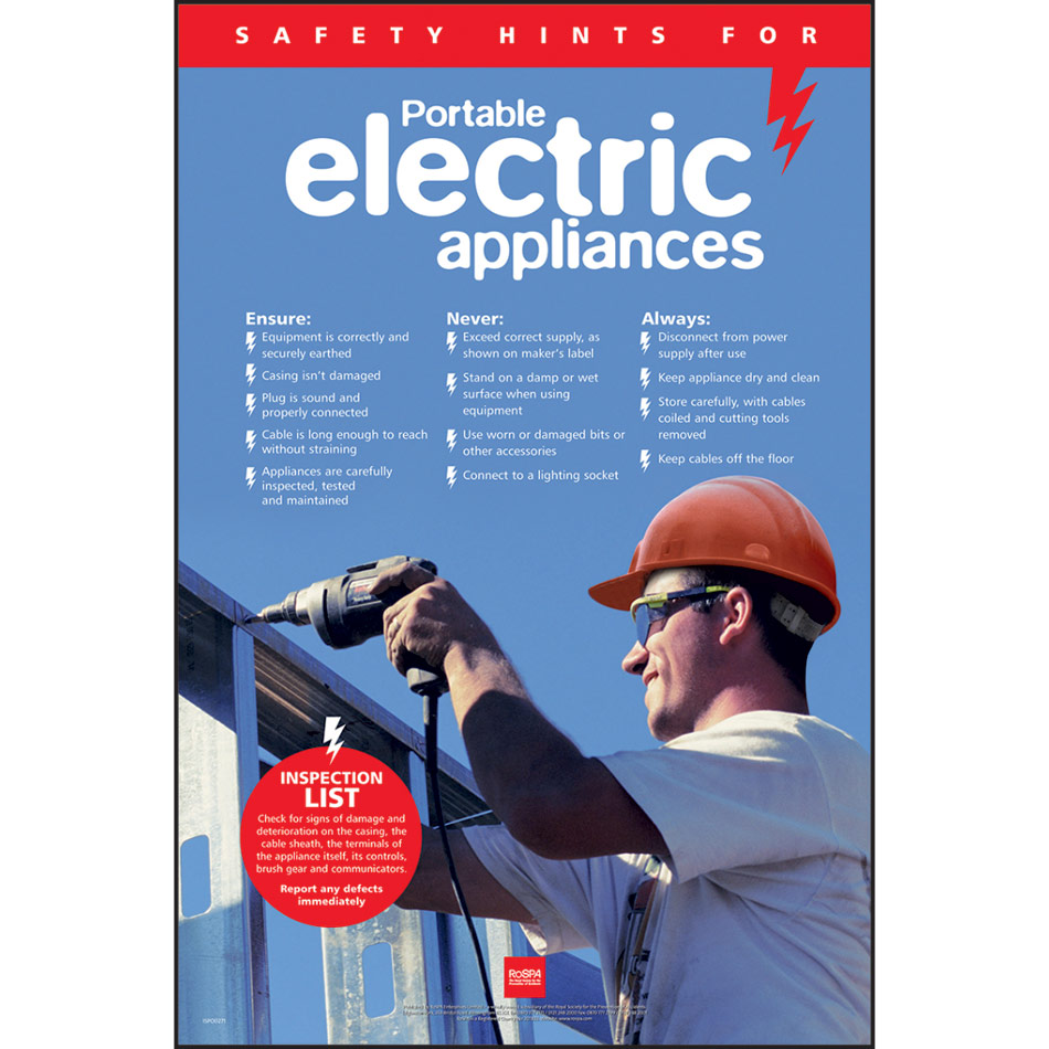 RoSPA Safety Poster - Portable electrical appliances (Paper)