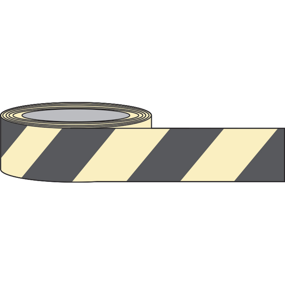 40mm x 10m Black Chevron Photoluminescent Tape