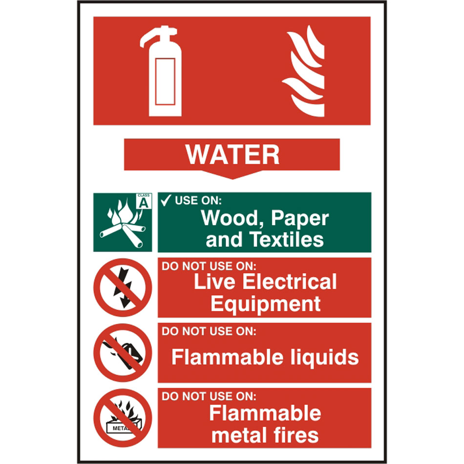 Fire extinguisher composite - Water - PVC (200 x 300mm)