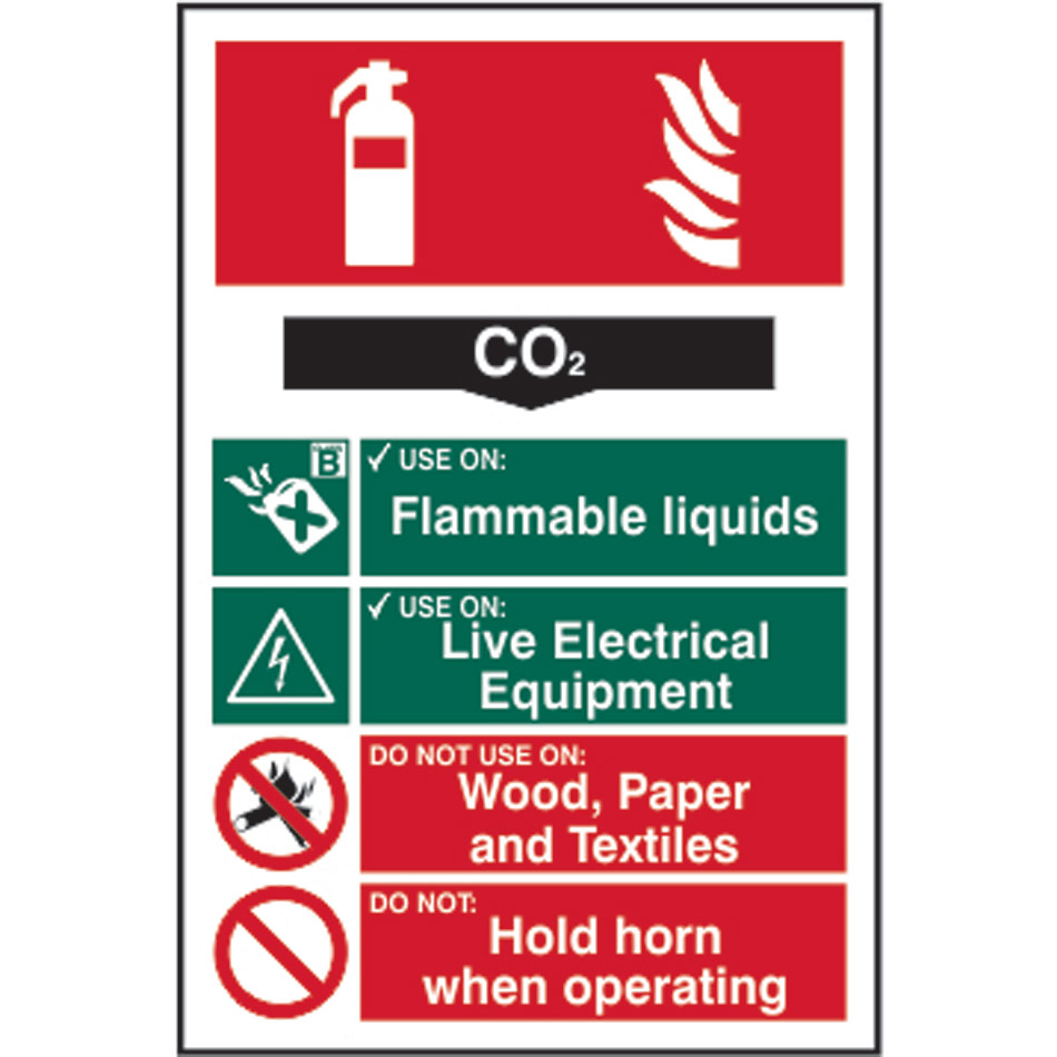 Fire extinguisher composite - CO2 - PVC (200 x 300mm)