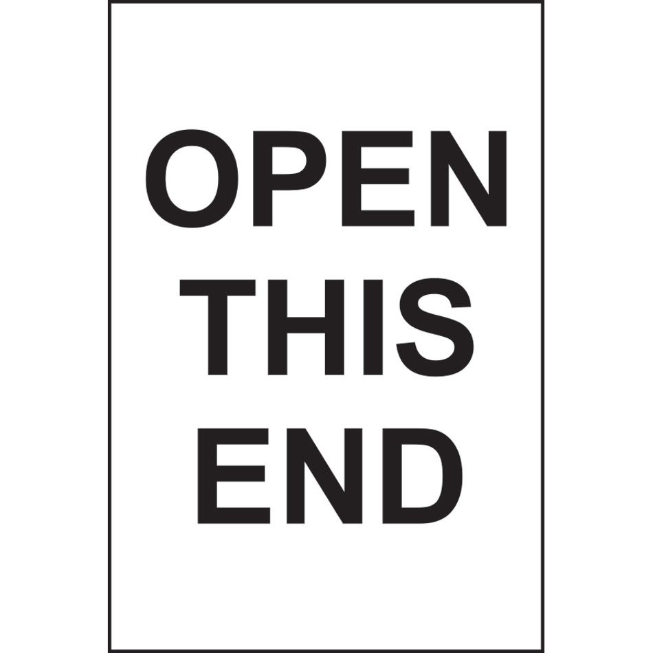 Open this end - Paper Packaging Labels (100 x 150mm Roll of 1000)