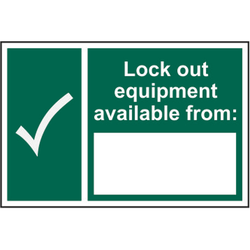 Lock out equipment available from: - RPVC (300 x 200mm)