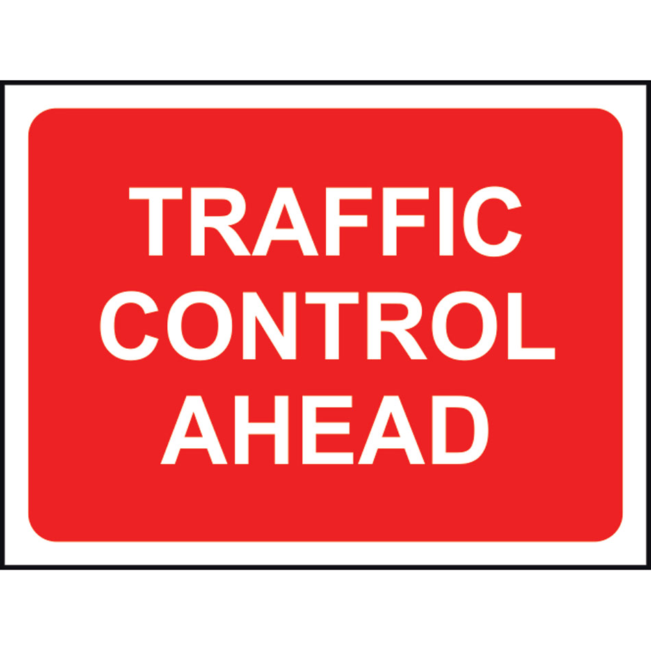 1050 x 750mm Temporary Sign & Frame - Traffic Control Ahead