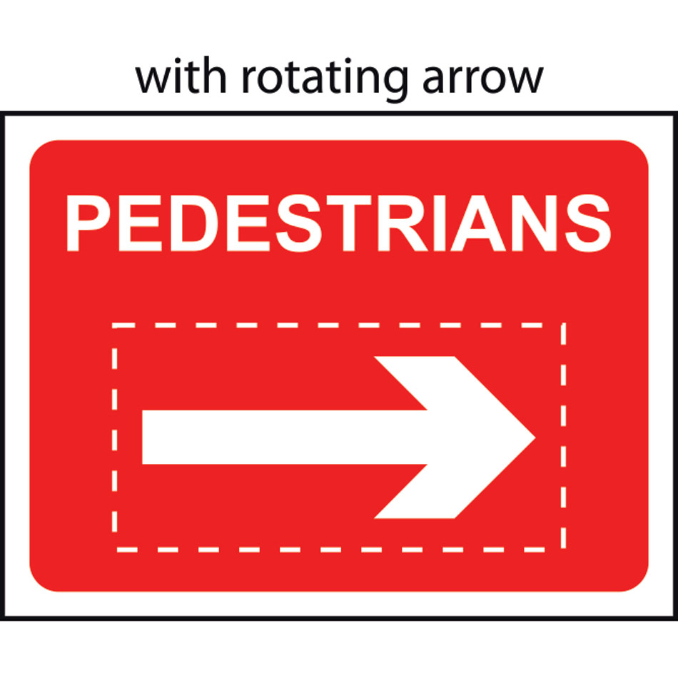 600 x 450mm Temporary Sign & Frame - Pedestrians with reversible arrow 