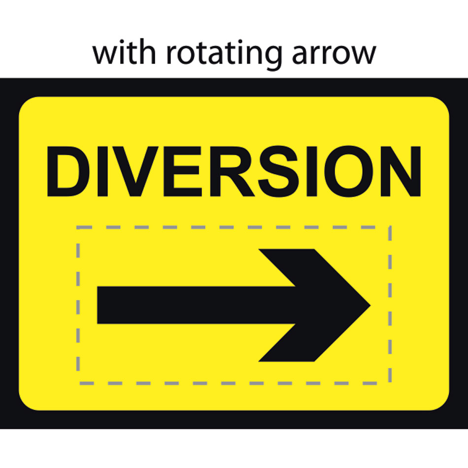 1050 x 750mm Temporary Sign & Frame - Diversion with reversible arrow 