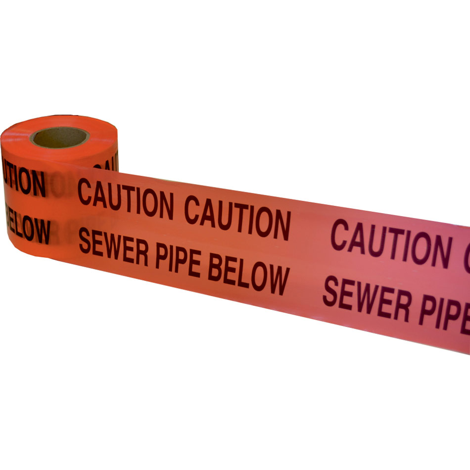 Underground Tape 150mm x 365mtrs Sewer pipe below