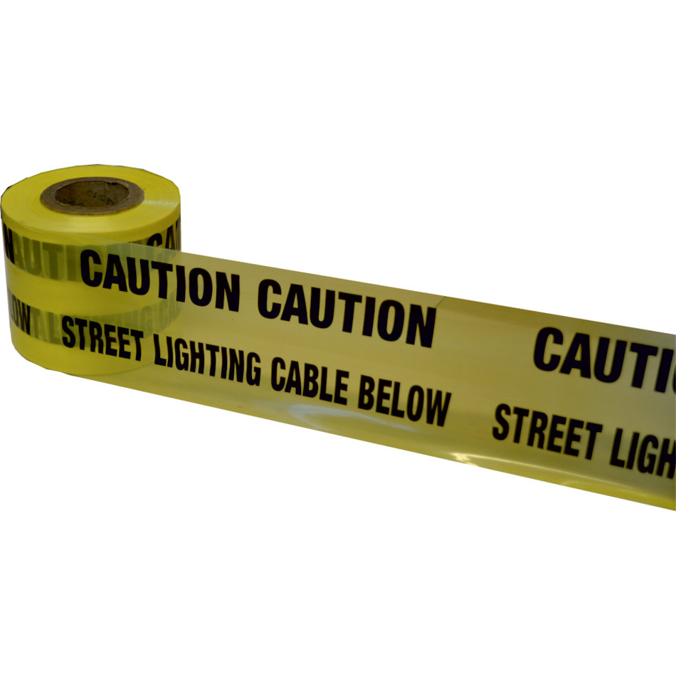 Underground Tape 150mm x 365mtrs Street lighting cable below (yellow)
