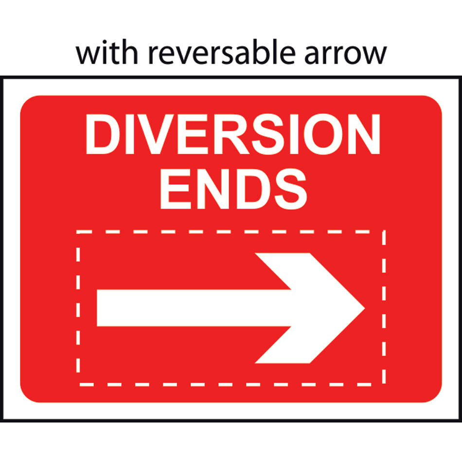 Diversion Ends with reversible arrow - Classic Roll up traffic sign (1050 x 750mm)
