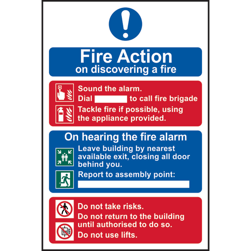 Fire action procedure - SAV (200 x 300mm)