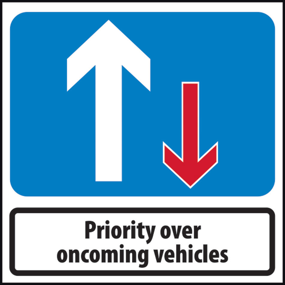 750 x 750mm Temporary Sign & Frame - Priority to oncoming vehicles