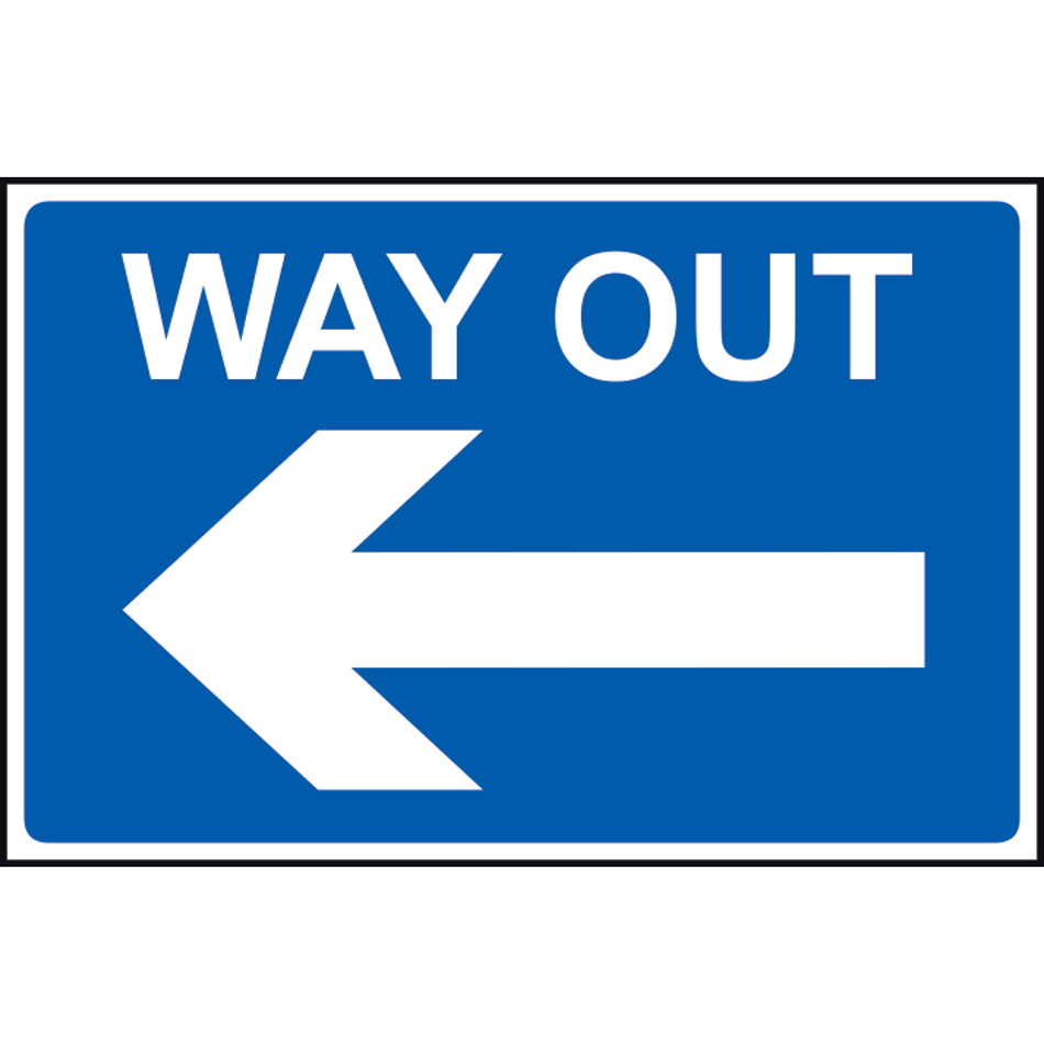 Way out arrow left- RPVC (600 x 450mm)