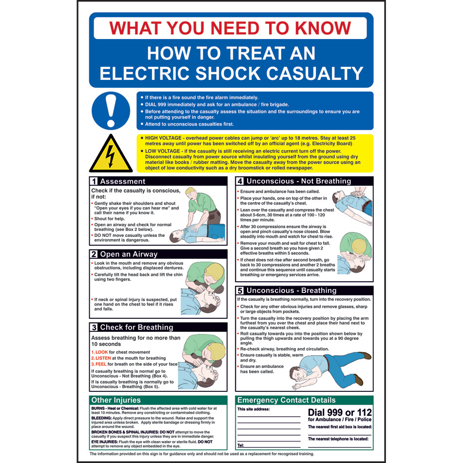 Safety Poster - Electric Shock - RPVC (400 x 600mm)