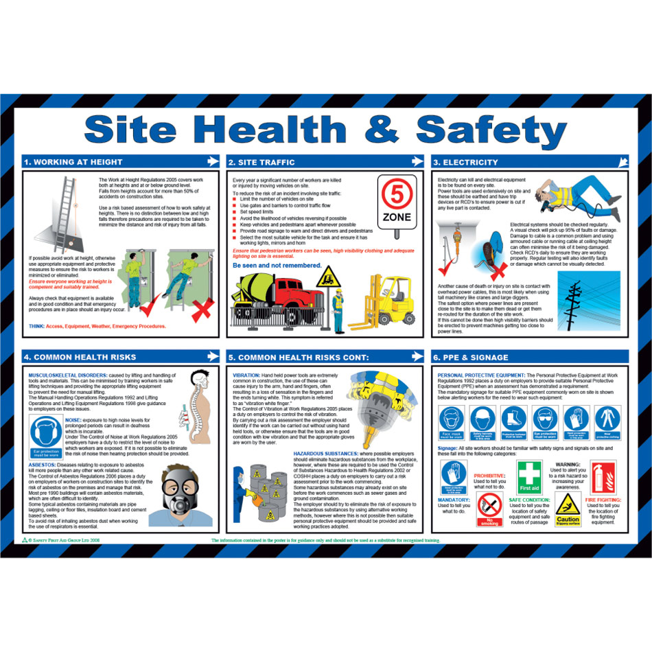 Safety Poster - Site health & safety - LAM 590 x 420mm