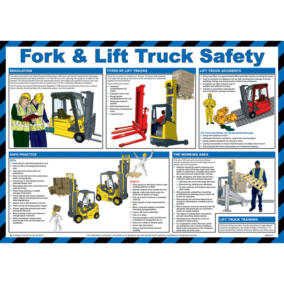 Safety Poster - Fork & lift truck safety - LAM 590 x 420mm