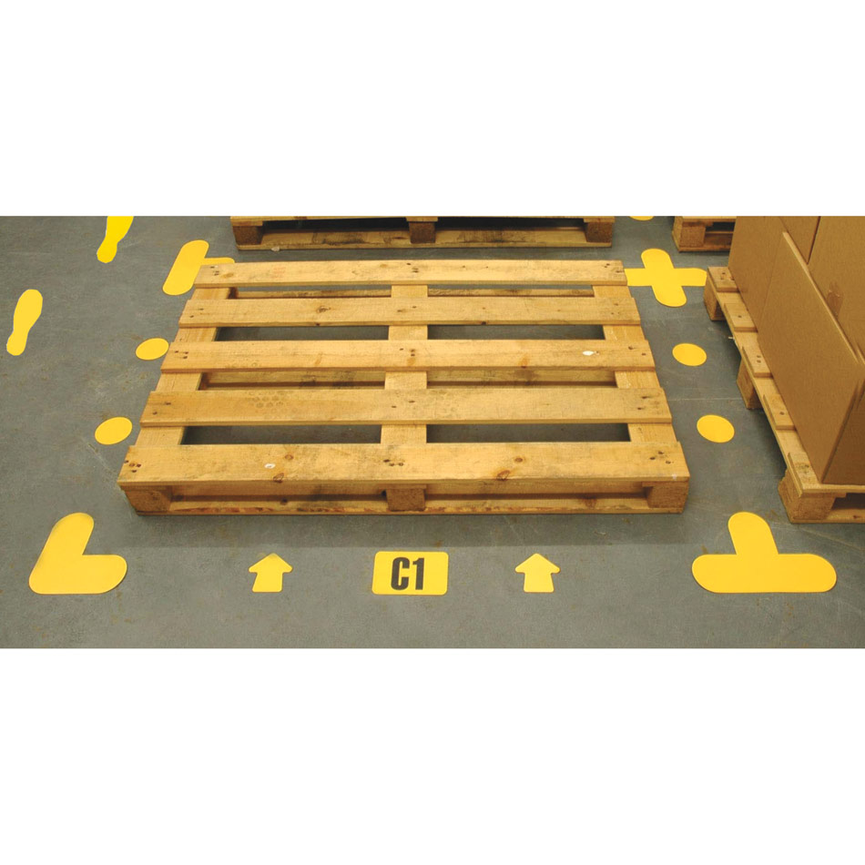 Warehouse Floor Signalling yellow '+' Shape - Pack of 10 -  (300 x 300mm)