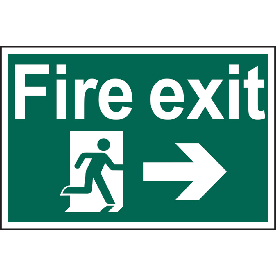 Fire exit running man arrow right - PVC (300 x 200mm)