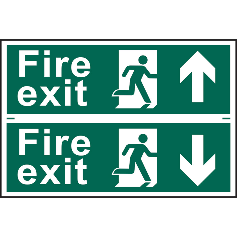 Fire exit man running arrow up/down - PVC (300 x 200mm) 