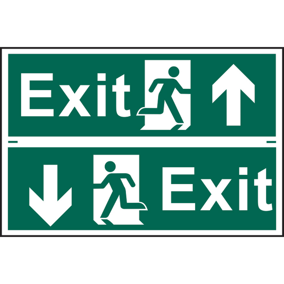 Exit man running arrow up/down - PVC (300 x 200mm) 