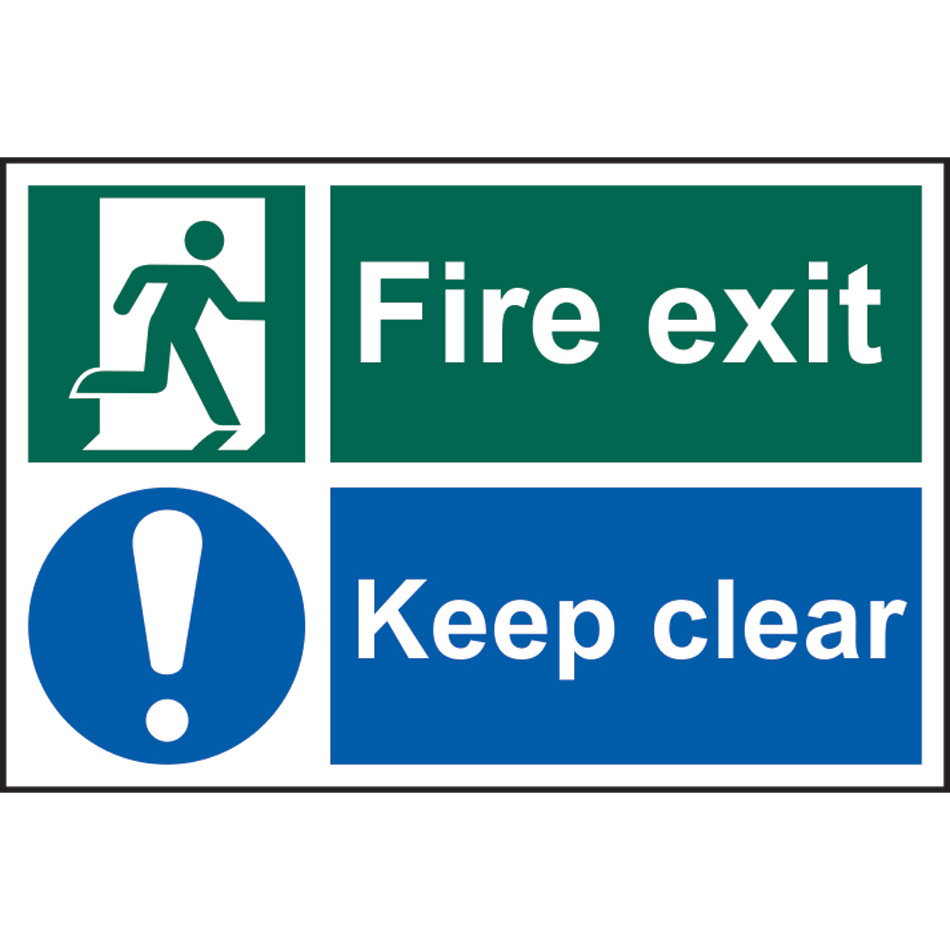 Fire exit Keep clear - PVC (300 x 200mm)