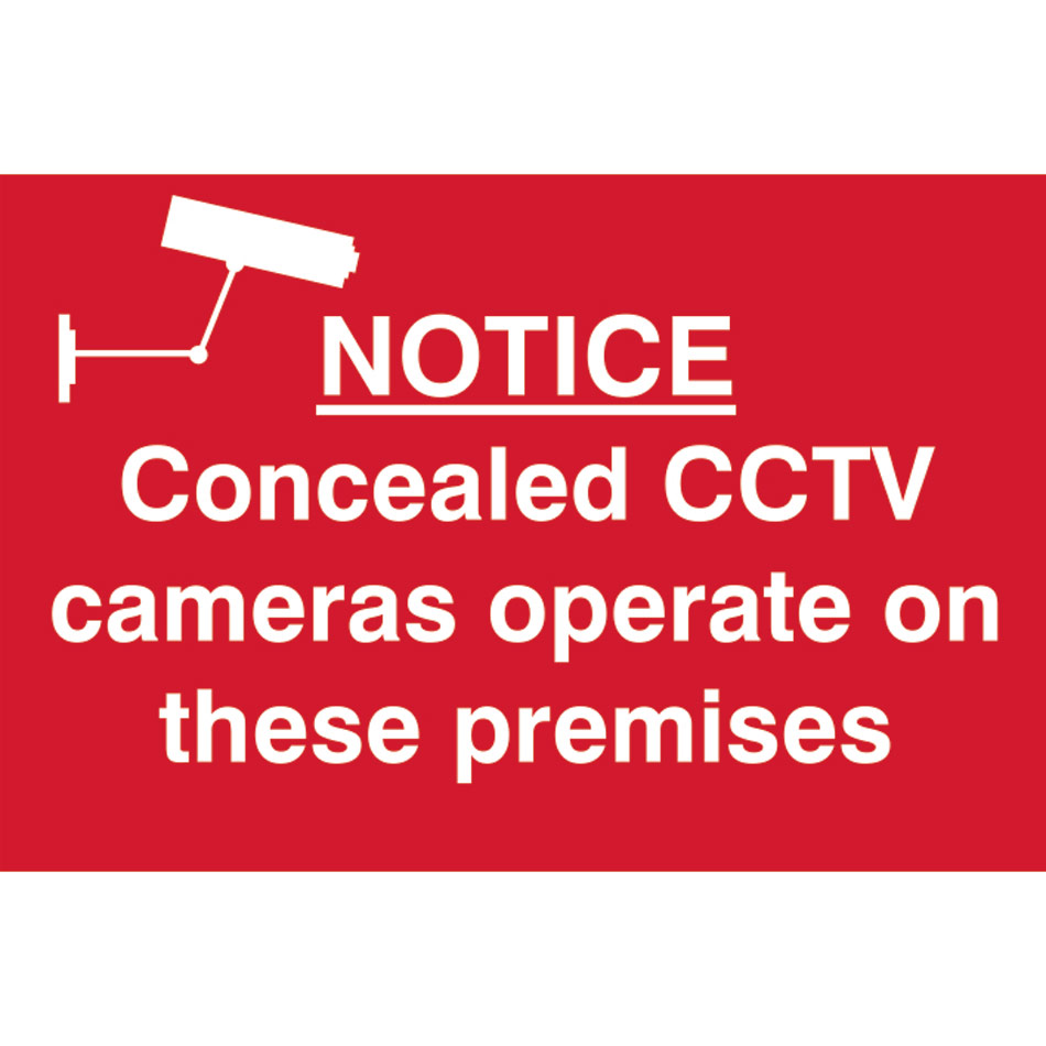 Notice Concealed CCTV cameras operate on these premises - PVC (300 x 200mm)