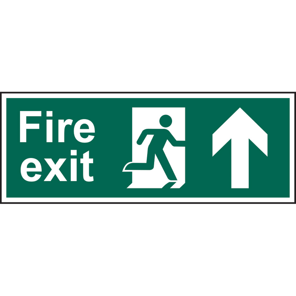 Fire exit running man arrow up PVC (400 x 150mm)