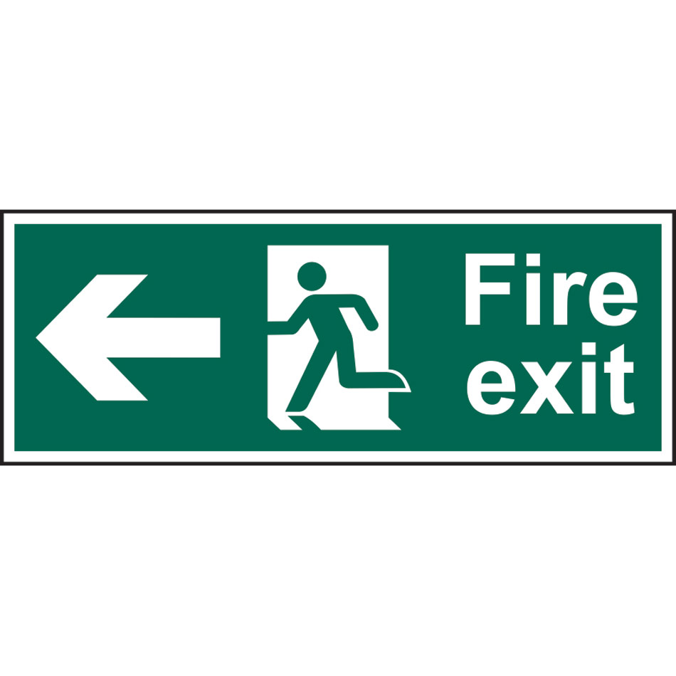 Fire exit running man arrow left PVC (400 x 150mm)