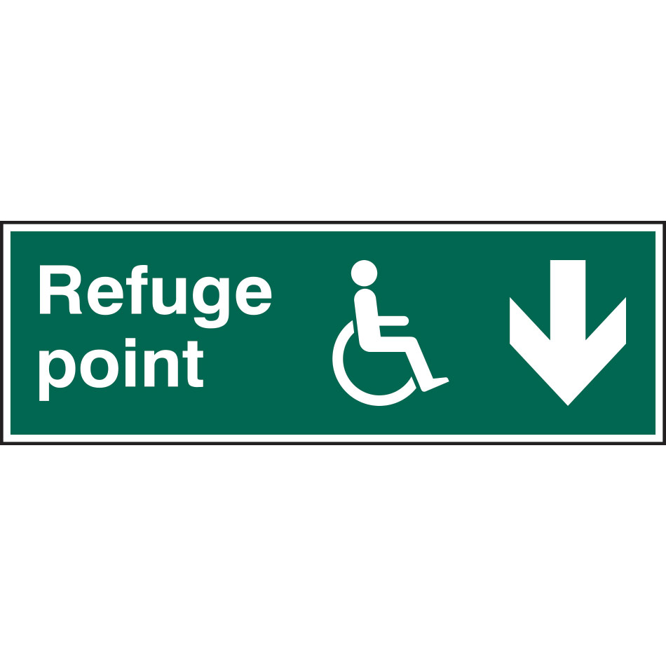 Refuge point arrow down - PVC (450 x 150mm)