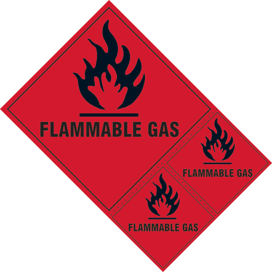Flammable gas labels - SAV (200 x 300mm) (Pack of 3)