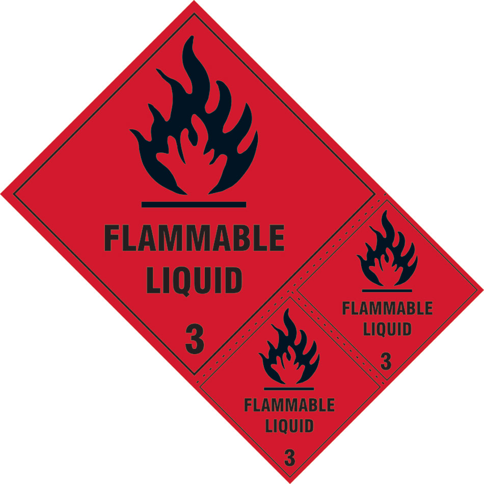 Flammable liquid Class 3 labels - SAV (200 x 300mm) (Pack of 3)