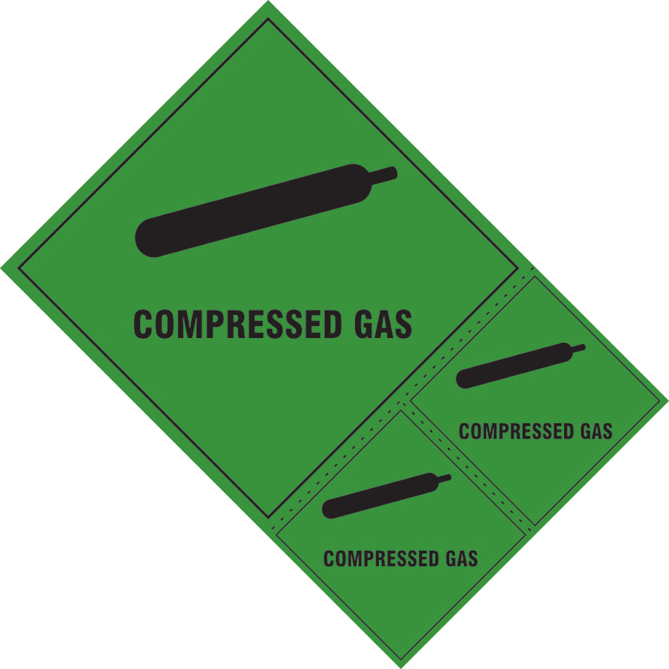 Compressed gas lablels - SAV (200 x 300mm) (Pack of 3)