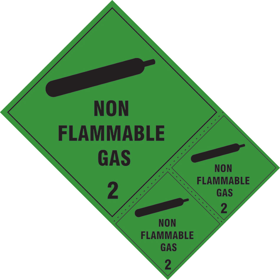 Non flammable gas Class 2 labels - SAV (200 x 300mm) (Pack of 3)