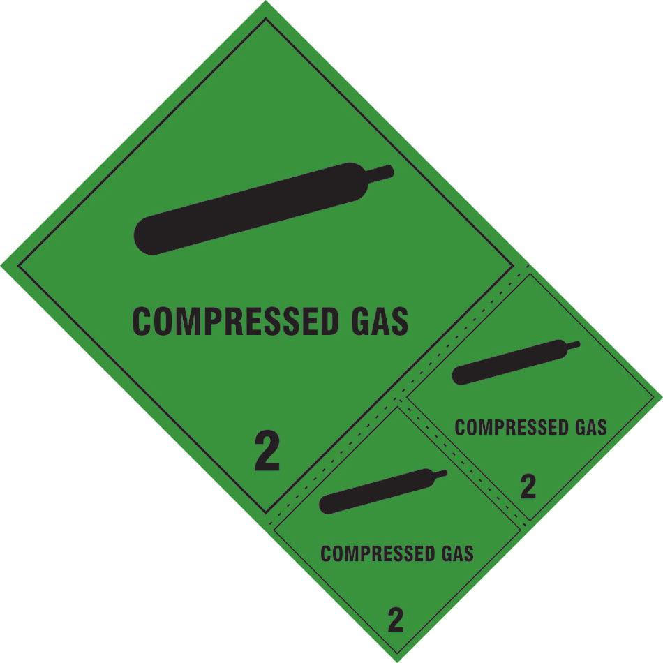 Compressed gas Class 2 labels - SAV (200 x 300mm) (Pack of 3)