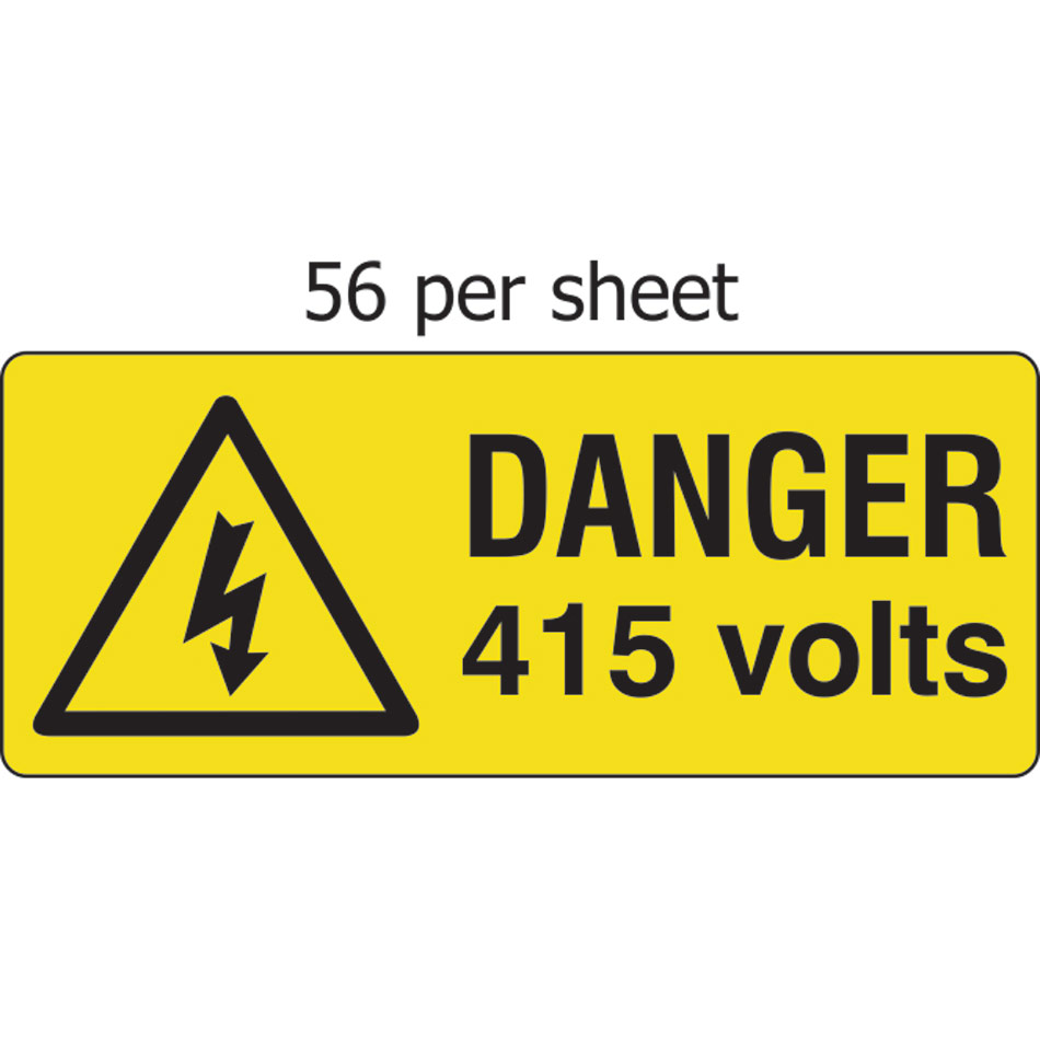 Danger 415 volts - SAV (49 x 20mm, sheet of 56 labels)  