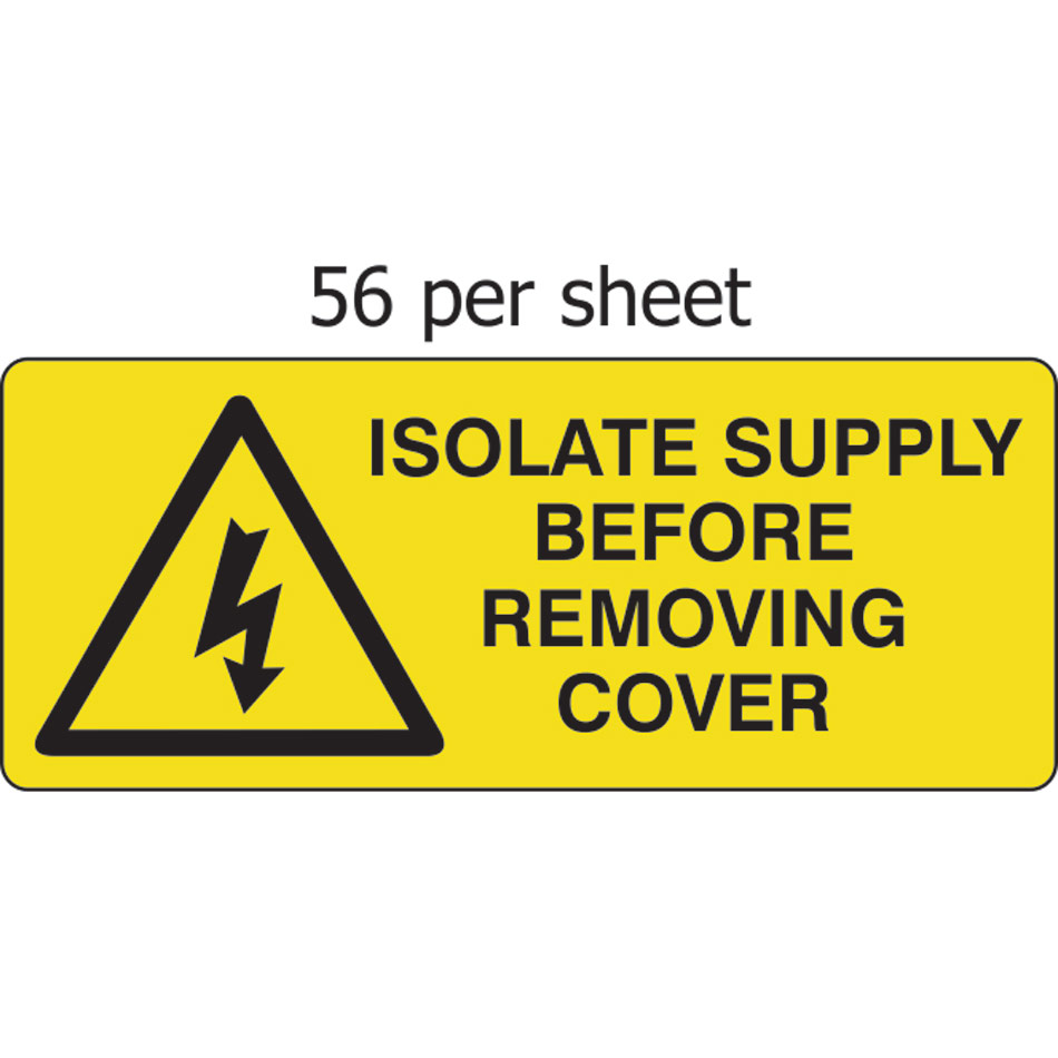 Isolate supply before removing cover - SAV (49 x 20mm, sheet of 56 labels)  