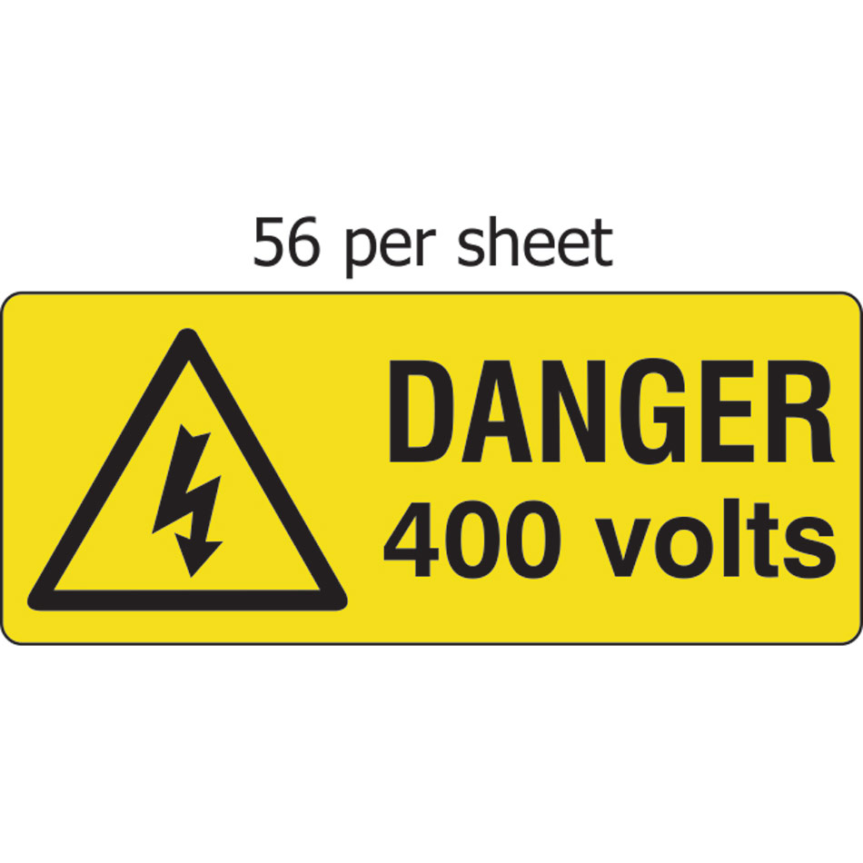 Danger 400 volts - SAV (49 x 20mm, sheet of 56 labels)  