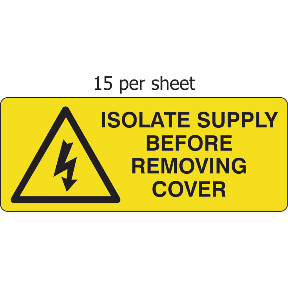Isolate supply before removing cover  - SAV (96 x 38mm, sheet of 15 labels)  