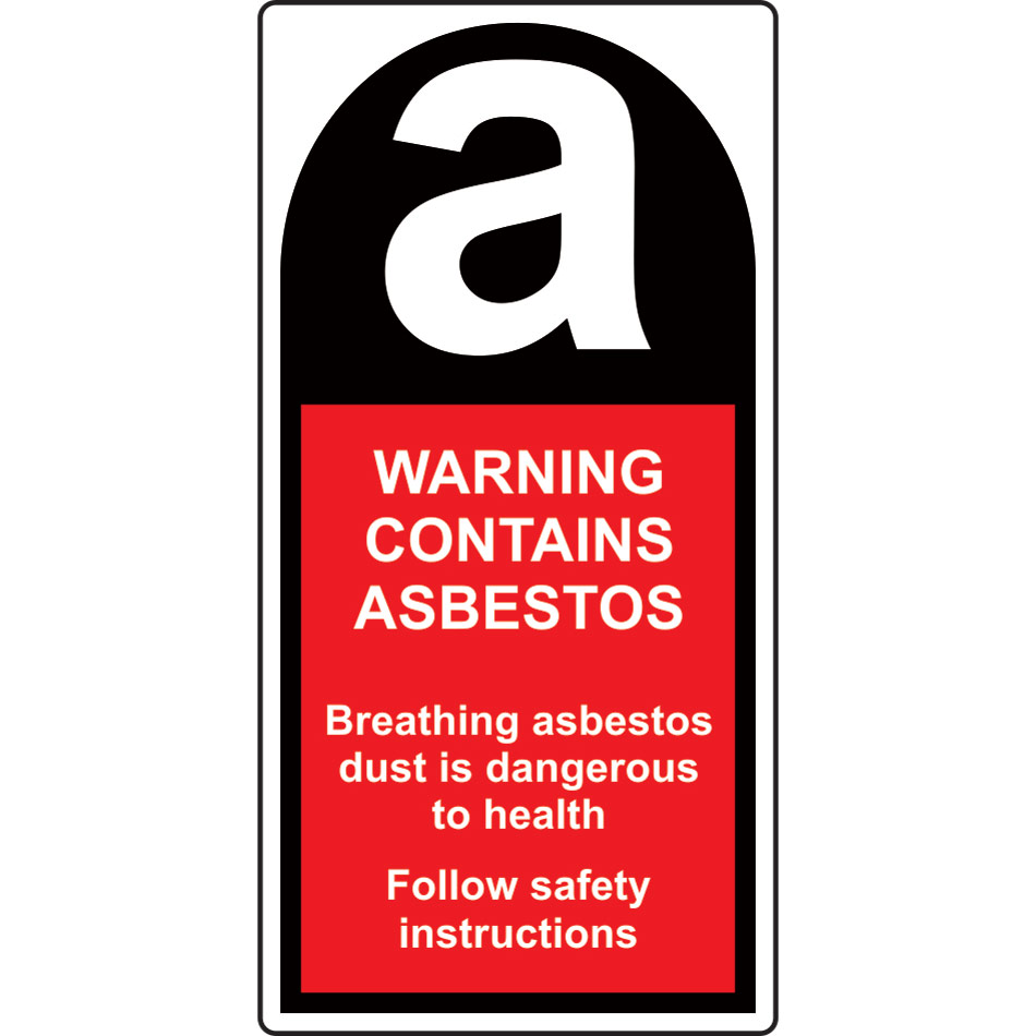 Warning Contains Asbestos (25 x 50mm, Roll of 500 labels) 