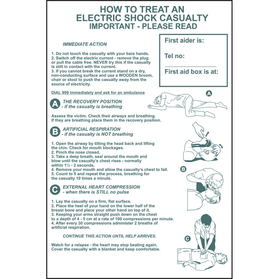How to treat an electric shock casualty - PVC (400 x 600mm)