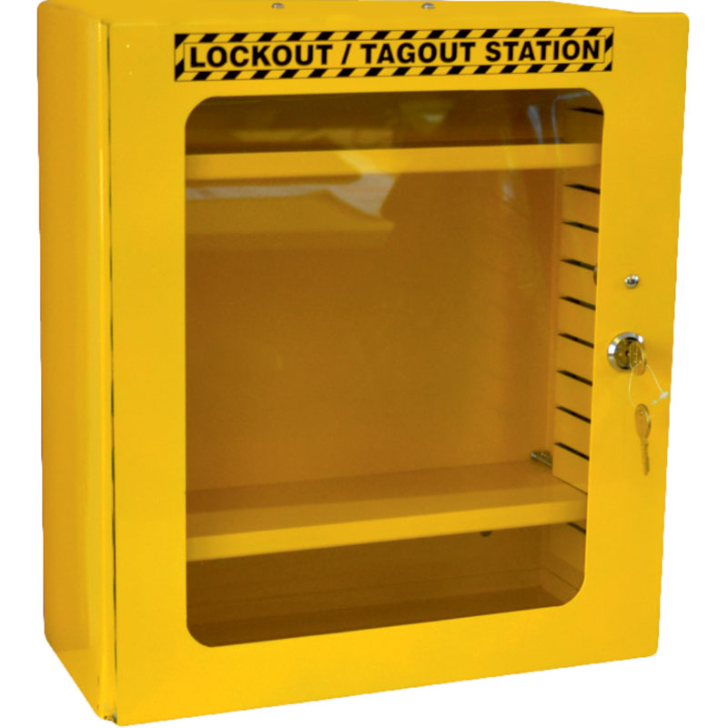 Yellow Lockout Cabinet - Clear Fascia (HWD: 400 x 360 x 155mm)