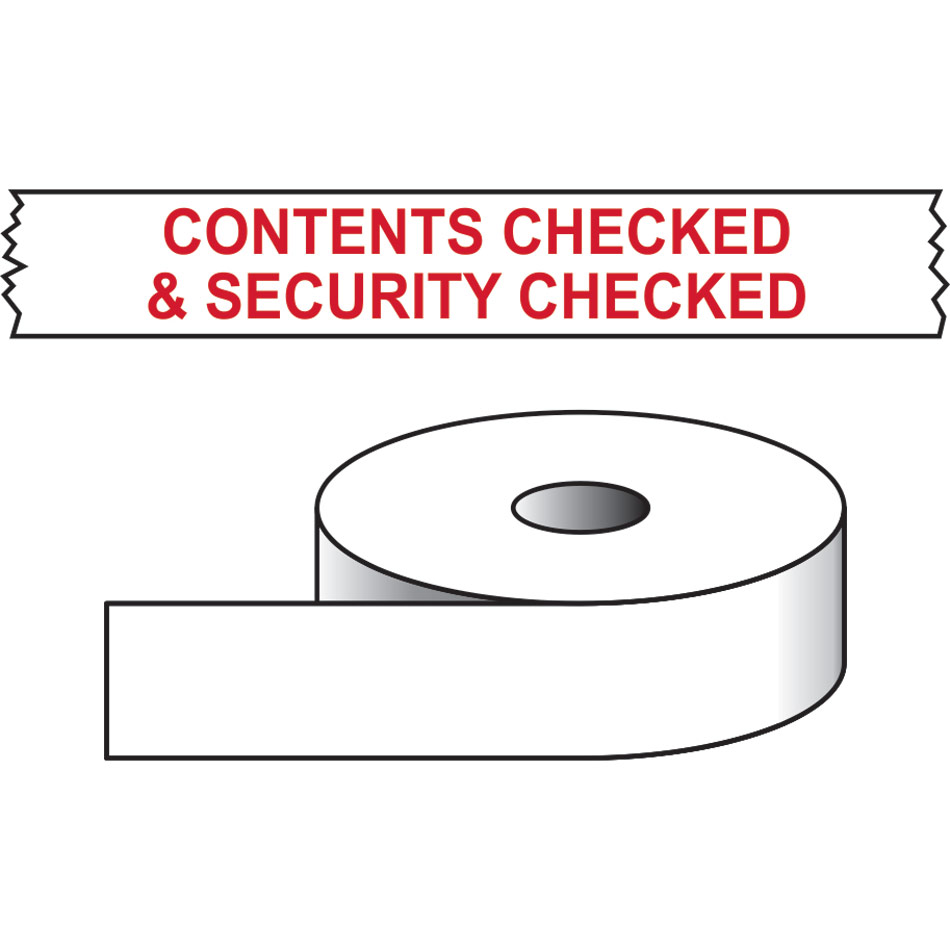 Contents checked & security sealed - printed tape (50mm x 66m)