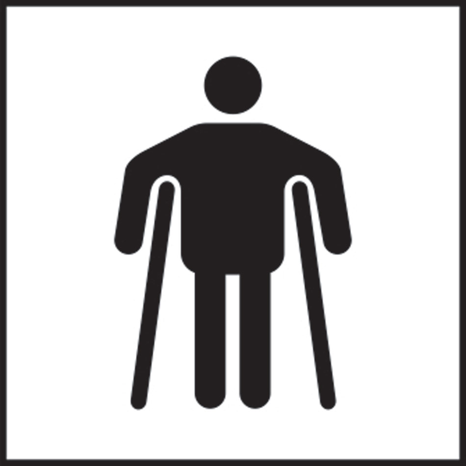Man on crutches graphic - Taktyle (150 x 150mm)