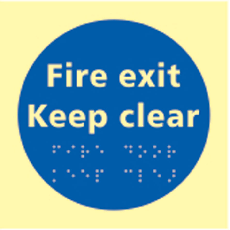 Fire exit Keep clear - TaktylePh (150 x 150mm)