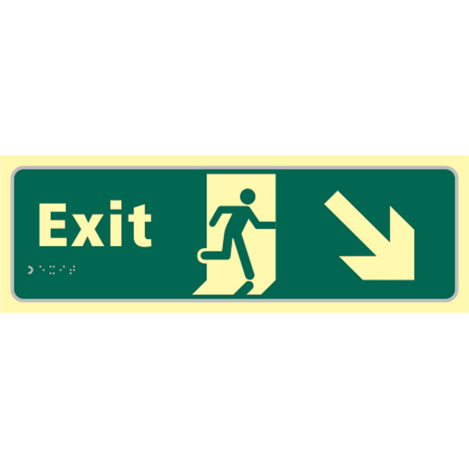 Exit man running arrow down/right - TaktylePh (450 x 150mm)