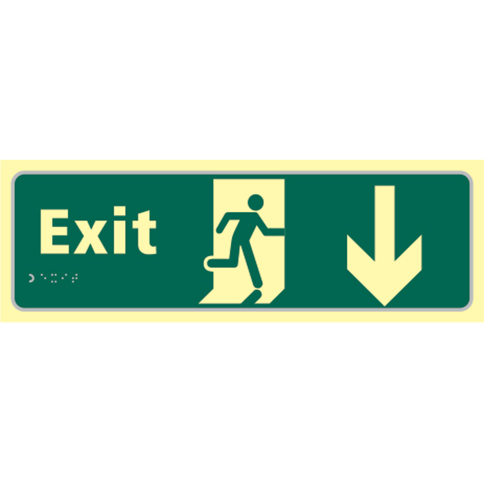 Exit man running arrow down - TaktylePh (450 x 150mm)