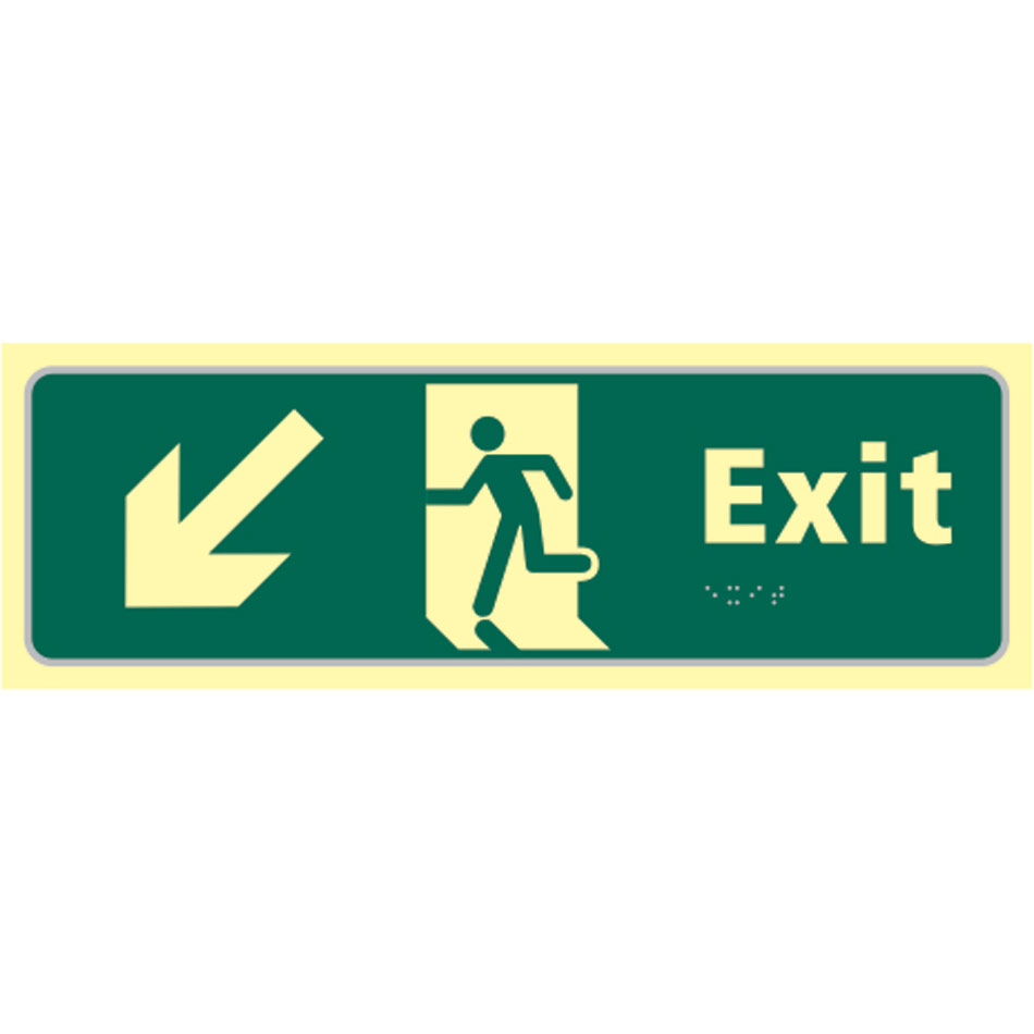 Exit man running arrow down/left - TaktylePh (450 x 150mm)