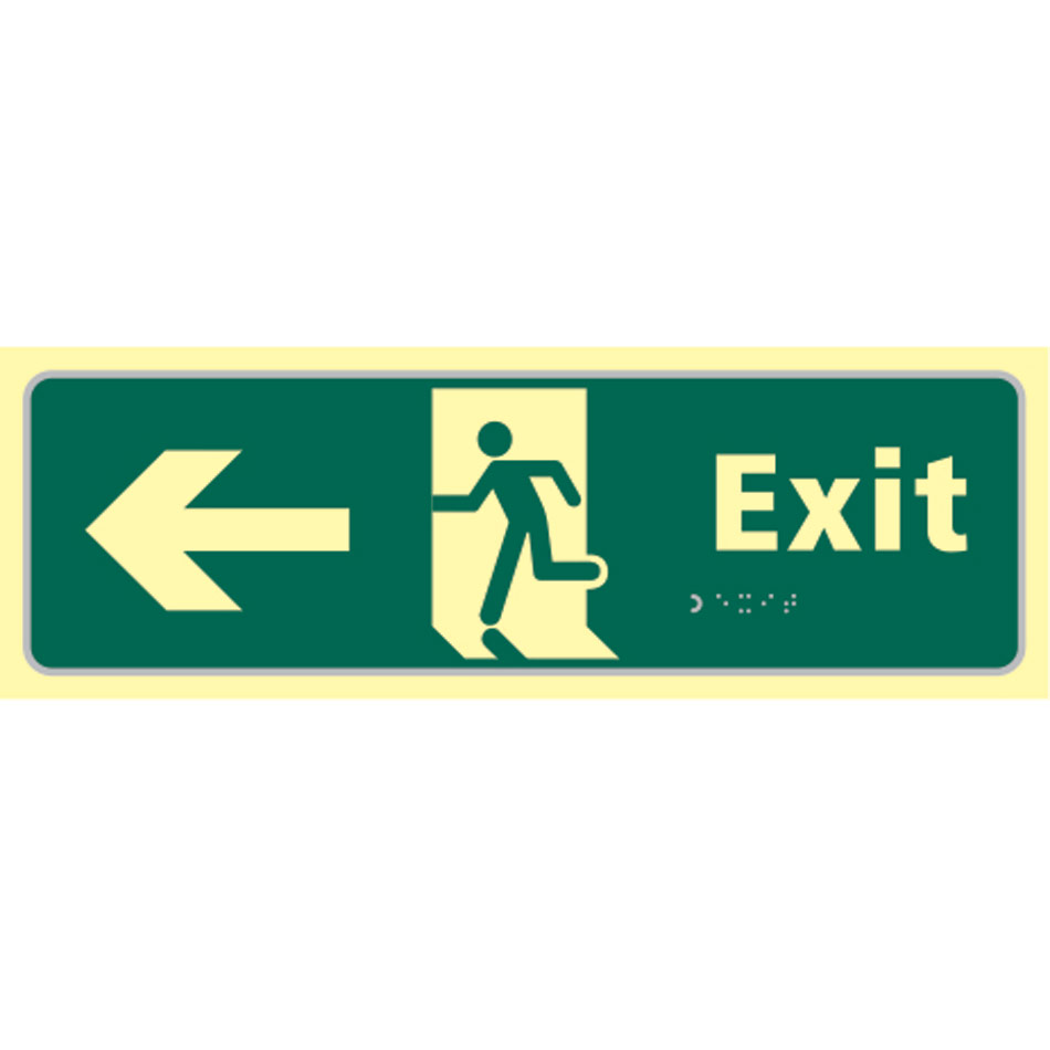 Exit man running arrow left - TaktylePh (450 x 150mm)