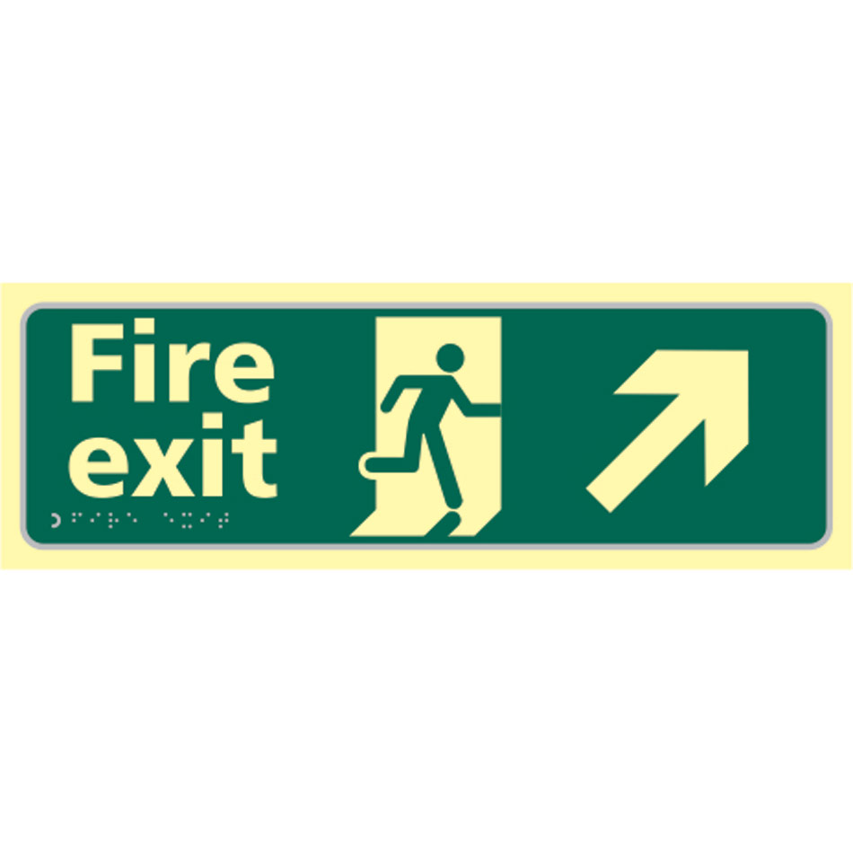 Fire exit man running arrow up/right - TaktylePh (450 x 150mm)